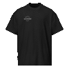 Front-facing view of a men’s box-fit t-shirt in solid black, featuring a structured silhouette, relaxed sleeves, and classic crew neckline. Set against a neutral background, the shirt’s deep tone and minimalist design reflect Rap Stitches’ music-inspired streetwear—combining everyday comfort with bold, understated style.