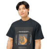Front-facing view of a navy blue men’s box-fit t-shirt with a structured silhouette and classic crew neckline. Set against a neutral background, the shirt’s bold color and clean lines reflect the confident, minimalist aesthetic of the Designer Travis Scott series—fusing urban fashion with music-inspired design.