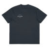 Front-facing view of a men’s box-fit t-shirt in navy blue, featuring a structured silhouette, relaxed sleeves, and classic crew neckline. Set against a neutral background, the shirt’s deep tone and minimalist design reflect Rap Stitches’ music-inspired streetwear—merging everyday comfort with bold, understated style