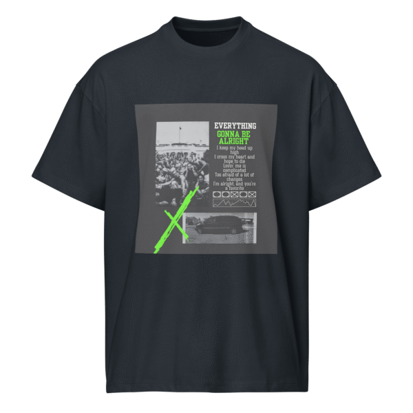 Front-facing view of a navy blue men’s box-fit t-shirt featuring a structured silhouette and classic crew neckline. Set against a neutral background, the shirt’s bold color and clean lines reflect the confident, minimalist aesthetic of the Designer Travis Scott series—blending music-inspired design with urban fashion sensibility.