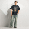 Front-facing view of a navy blue men’s box-fit t-shirt with a structured silhouette and classic crew neckline. Displayed against a neutral background, the shirt’s bold color and clean lines reflect the confident, minimalist aesthetic of the Designer Travis Scott series—fusing urban fashion with music-inspired design.