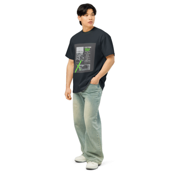 Left-front angled view of a navy blue men’s box-fit t-shirt with a structured silhouette and classic crew neckline. Set against a neutral background, the shirt’s bold color and clean lines reflect the confident, minimalist aesthetic of the Designer Travis Scott series—fusing urban fashion with music-inspired design.
