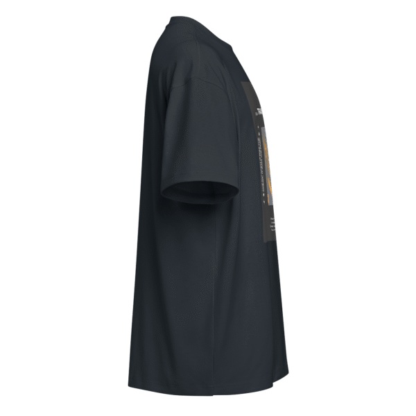 Right-angled front view of a navy blue men’s box-fit t-shirt with a structured silhouette and classic crew neckline. Set against a neutral background, the shirt’s bold color and clean lines evoke a confident, minimalist streetwear aesthetic—part of the Designer Travis Scott series inspired by music culture and urban fashion.
