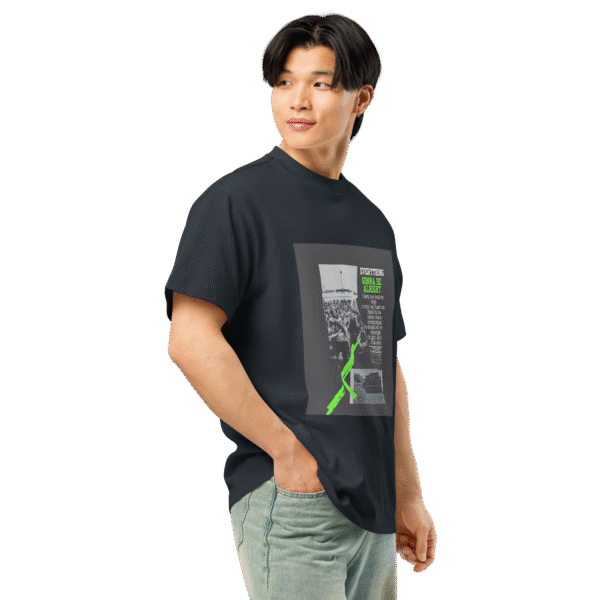 Right-front angled view of a navy blue men’s box-fit t-shirt featuring a structured silhouette and classic crew neckline. Set against a neutral background, the shirt’s bold color and clean lines evoke the confident, minimalist style of the Designer Travis Scott series—where music culture meets urban fashion.