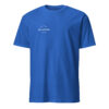 Front-facing view of a unisex royal blue softstyle t-shirt with a structured silhouette and classic crew neckline. Displayed against a neutral background, the shirt’s vibrant color and minimalist design reflect Rap Stitches’ music-inspired streetwear—blending everyday comfort with bold, understated style.