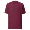 Front-facing view of a unisex maroon staple t-shirt with a structured silhouette and classic crew neckline. Displayed against a neutral background, the shirt’s rich color and minimalist design reflect Rap Stitches’ music-inspired streetwear—blending everyday comfort with bold, understated style.