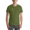 Front-facing view of a unisex olive green staple t-shirt with a structured silhouette and classic crew neckline. Set against a neutral background, the shirt’s earthy tone and clean lines reflect Rap Stitches’ minimalist, music-inspired aesthetic—blending everyday comfort with bold, streetwear sensibility.