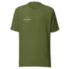 Front-facing view of a unisex olive green staple t-shirt with a structured silhouette and classic crew neckline. Displayed against a neutral background, the shirt’s earthy tone and minimalist design reflect Rap Stitches’ music-inspired streetwear—blending everyday comfort with bold, understated style.
