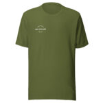 Front-facing view of a unisex olive green staple t-shirt with a structured silhouette and classic crew neckline. Displayed against a neutral background, the shirt’s earthy tone and minimalist design reflect Rap Stitches’ music-inspired streetwear—merging everyday comfort with bold, understated style.