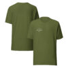 Side-by-side front and back views of a unisex olive green staple t-shirt featuring a structured silhouette and classic crew neckline. Set against a neutral background, the shirt’s earthy tone and clean lines reflect Rap Stitches’ minimalist, music-inspired aesthetic—merging everyday comfort with bold, streetwear sensibility.